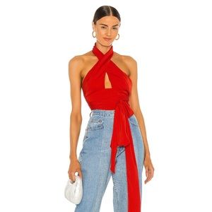 Superdown jennifer wrap top in red